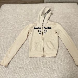 Used Abercrombie Kids Girls Zip Up White Sweatshirt Size Large